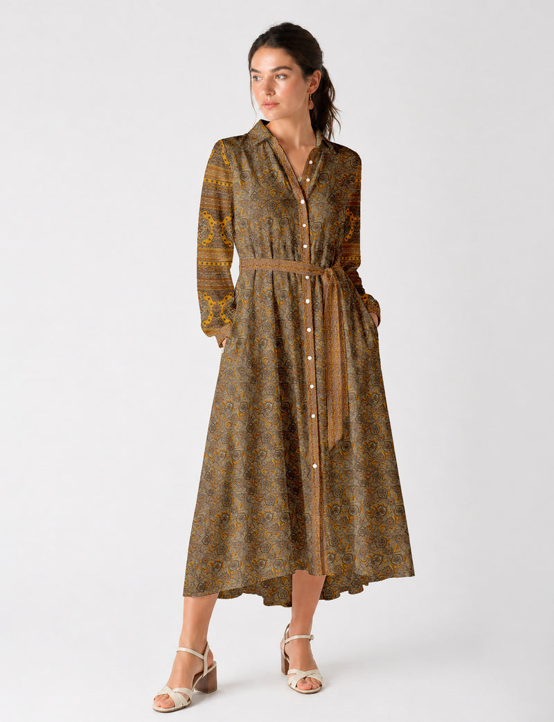 Long shirt dress - Yellow Tropical