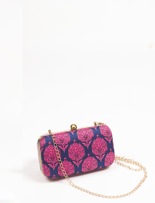 Stylish CLUTCH HANDBAG, a perfect companion for your evening look. Firm rectangular frame, optional metallic sling, and stunning prints add color to your outfit. Eco-friendly and ethically crafted for sustainable fashion.