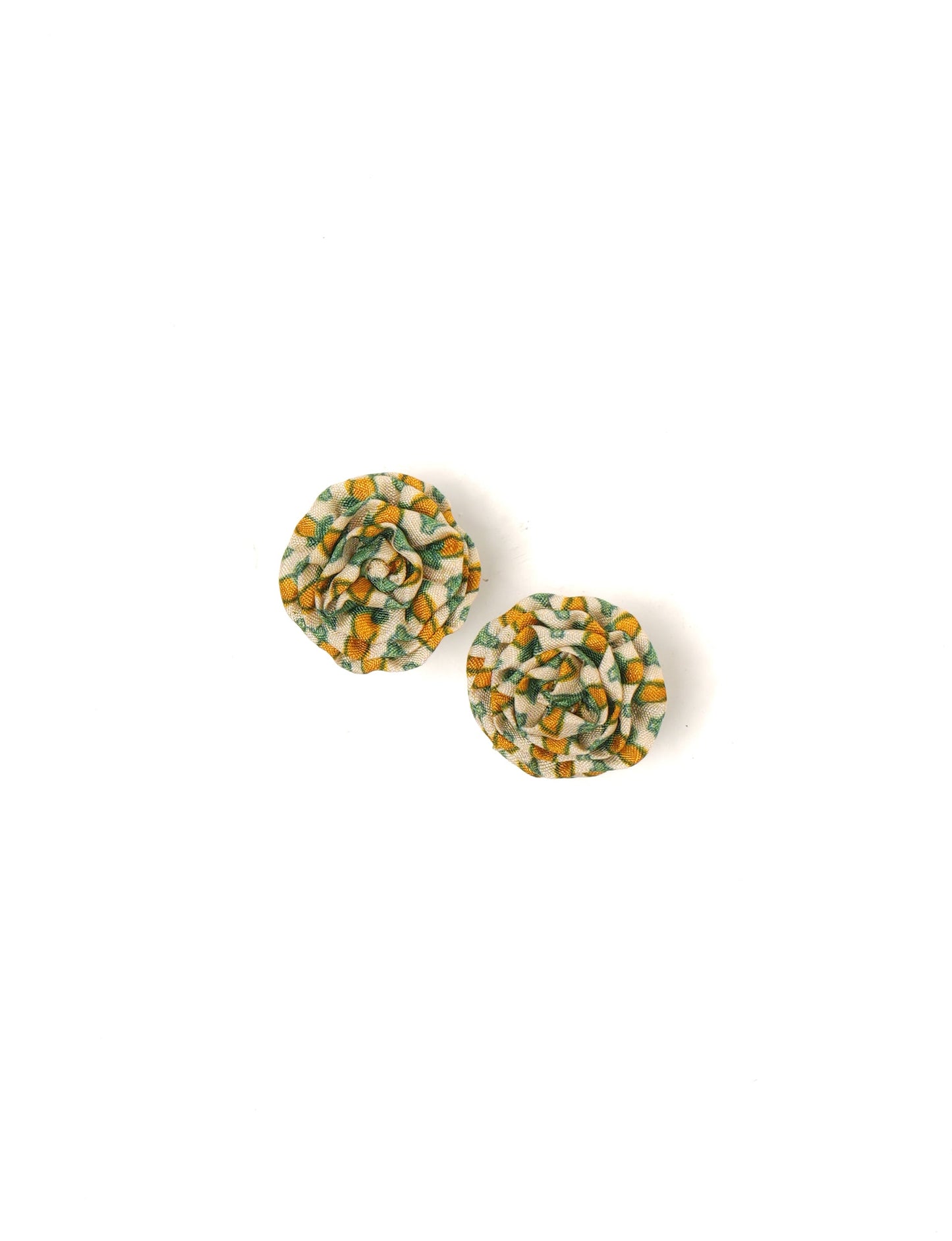Elevate your elegance with Ruffle Earrings, delicate fabric studs showcasing Indian Aari embroidery. These eco-friendly earrings feature intricate floral patterns, embodying ethical and green fashion. Hypoallergenic and skin-friendly, our studs make a stylish statement in sustainable accessorizing."




