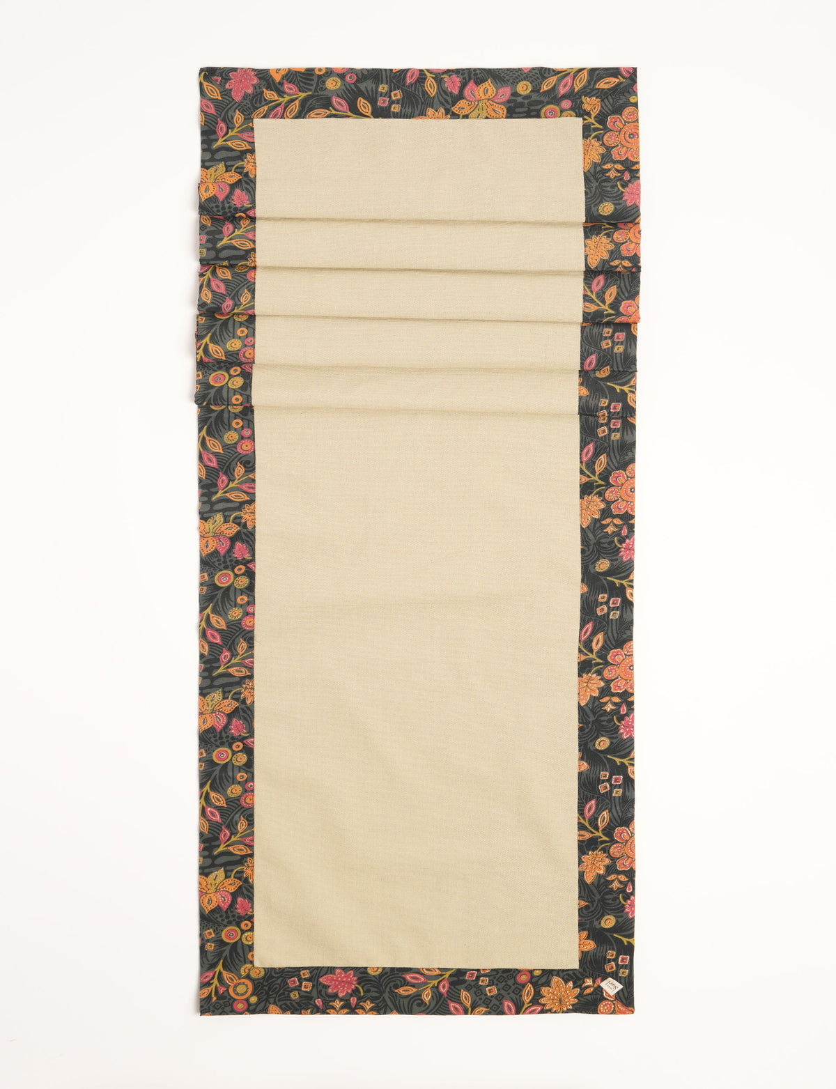Crafted with care, our 160x40 cm reversible table runner is a blend of 100% cotton canvas and upcycled sari fabric. Ethical, green, and designed for sustainability, this piece adds a unique touch to your dining setup, sparking conversations about eco-friendly living.