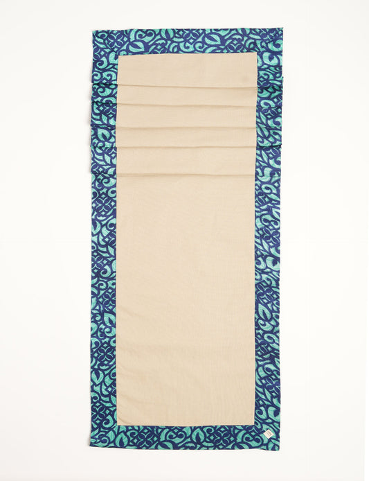 Crafted with care, our 160x40 cm reversible table runner is a blend of 100% cotton canvas and upcycled sari fabric. Ethical, green, and designed for sustainability, this piece adds a unique touch to your dining setup, sparking conversations about eco-friendly living.